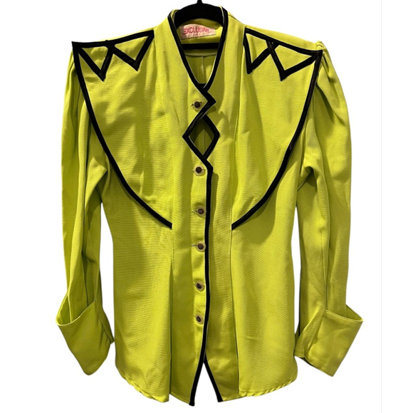 EXCLUSIVE Tops - Vintage 80's Exclusive Paris Retro New Wave Button Down Shirt Size Small Green